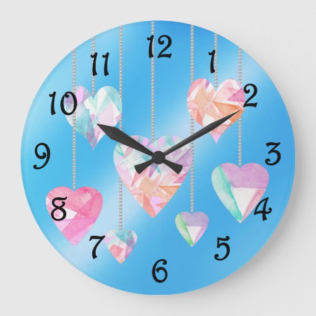 Crystal Hearts  Large Clock (Front)