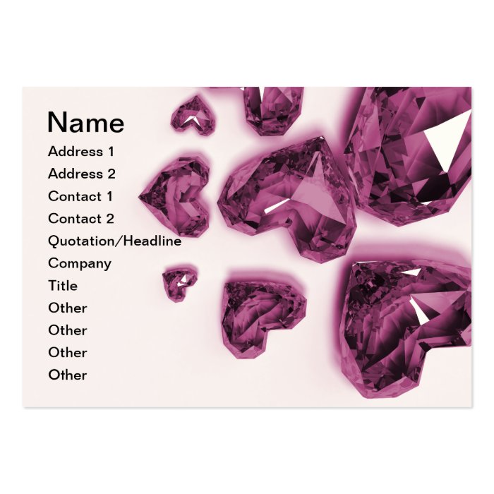 Crystal Hearts   Pink Business Card Template