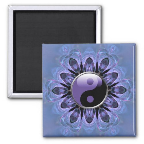 Crystal Hearts Purple Yin Yang Magnet