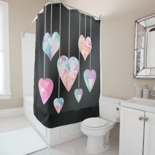 Crystal Hearts Shower Curtain