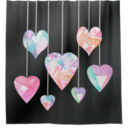 Crystal Hearts   Shower Curtain