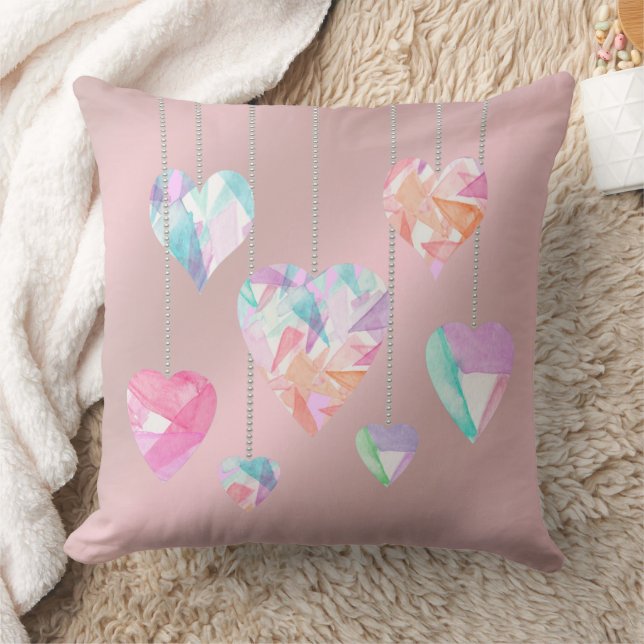 Crystal Hearts Throw Pillow (Blanket)