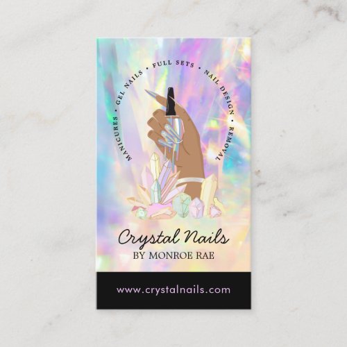 Crystal Holographic Nail Technician Artist Salon B Business Card