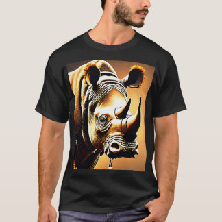 Crystal Horn Rhinoceros: Elegant and Detailed Stud T-Shirt