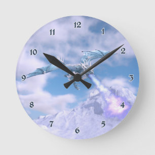 Crystal Ice Dragon Round Clock