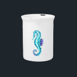 Crystal Ice Seahorse on Blue Background Beverage Pitcher<br><div class="desc">Sparkling,  crystal,  icy,  polygonal,  seahorse on dark blue background.</div>