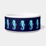 Crystal Ice Seahorse on Blue Background Bowl<br><div class="desc">Sparkling,  crystal,  icy,  polygonal,  seahorse on dark blue background.</div>
