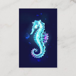 Crystal Ice Seahorse on Blue Background Business Card