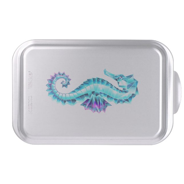 Crystal Ice Seahorse on Blue Background Cake Pan (Front)