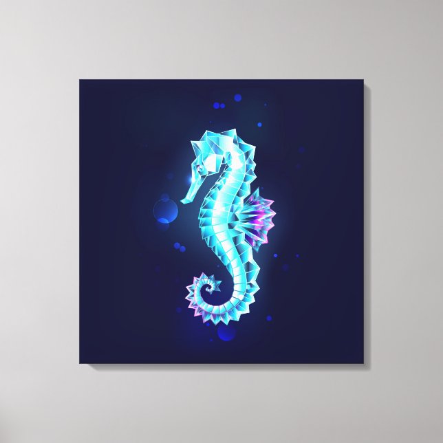 Crystal Ice Seahorse on Blue Background Canvas Print (Front)