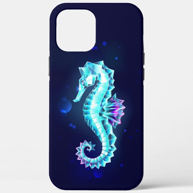 Crystal Ice Seahorse on Blue Background Case-Mate iPhone Case (Back)