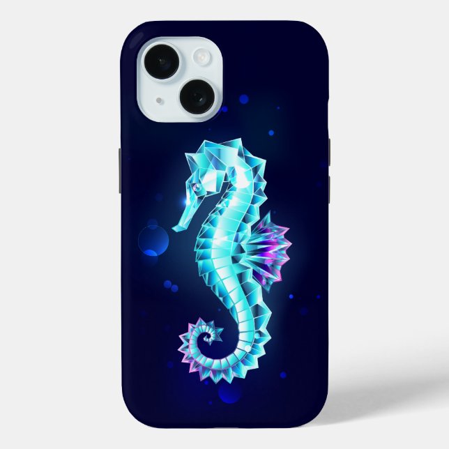 Crystal Ice Seahorse on Blue Background Case-Mate iPhone Case (Back)