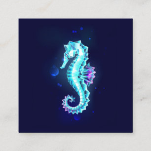 Crystal Ice Seahorse on Blue Background Discount Card