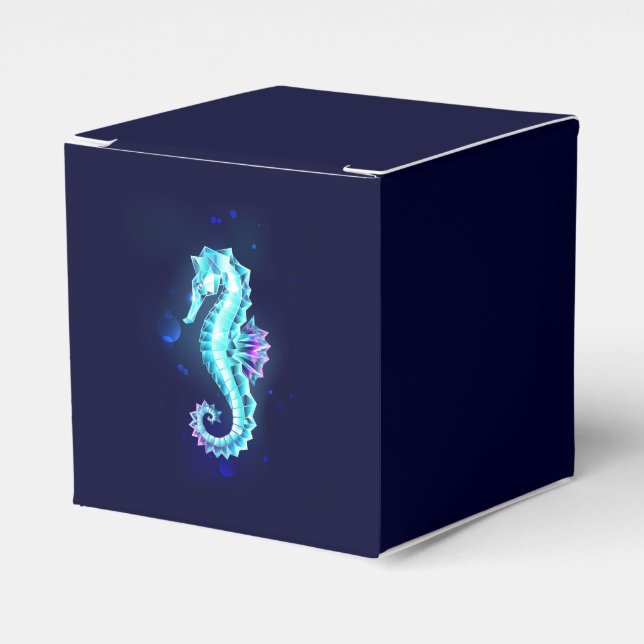 Crystal Ice Seahorse on Blue Background Favor Boxes (Front Side)