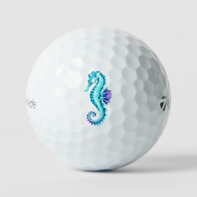 Crystal Ice Seahorse on Blue Background Golf Balls (Front)