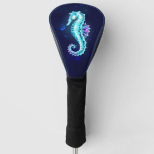 Crystal Ice Seahorse on Blue Background Golf Head Cover