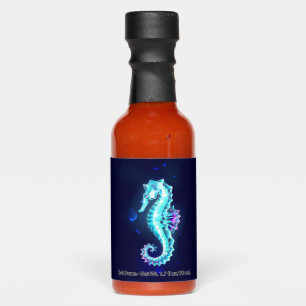 Crystal Ice Seahorse on Blue Background Hot Sauces
