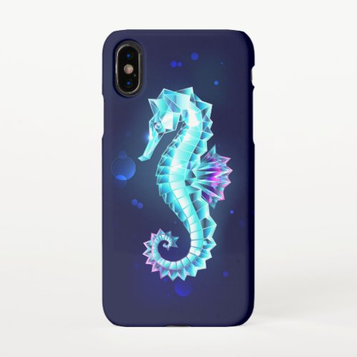 Crystal Ice Seahorse on Blue Background iPhone X Case