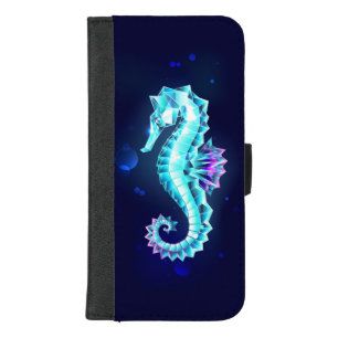 Crystal Ice Seahorse on Blue Background iPhone 8/7 Plus Wallet Case