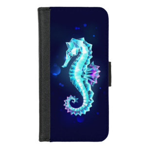Crystal Ice Seahorse on Blue Background iPhone 8/7 Wallet Case