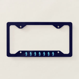 Crystal Ice Seahorse on Blue Background License Plate Frame