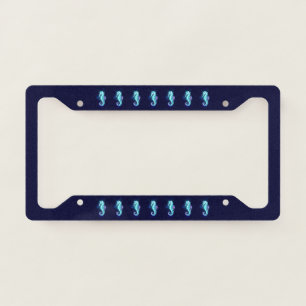 Crystal Ice Seahorse on Blue Background License Plate Frame