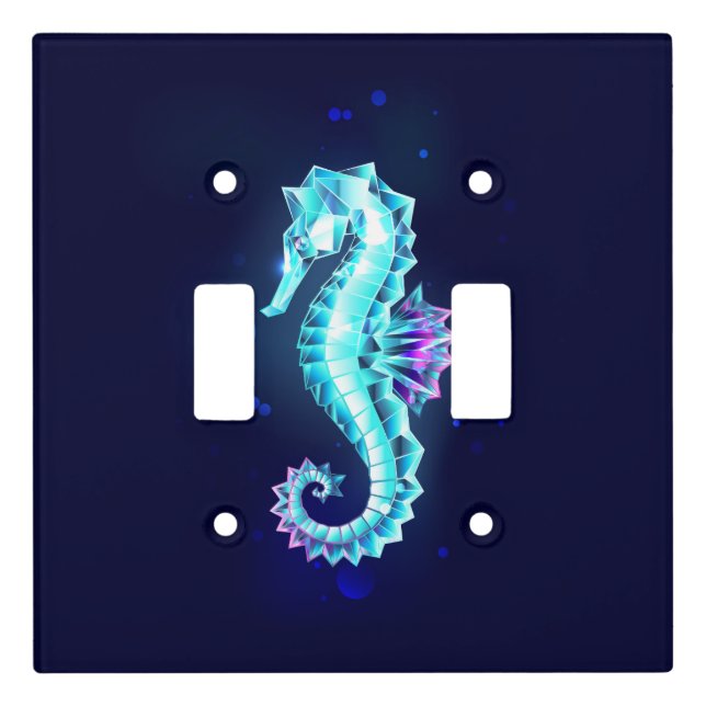 Crystal Ice Seahorse on Blue Background Light Switch Cover (Front)