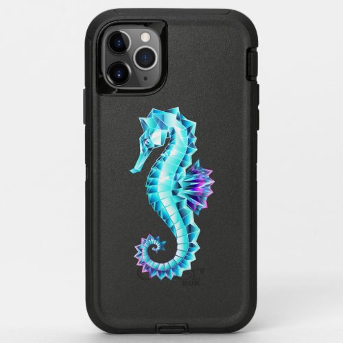 Crystal Ice Seahorse on Blue Background OtterBox Defender iPhone 11 Pro Max Case