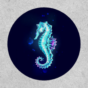 Crystal Ice Seahorse on Blue Background Patch