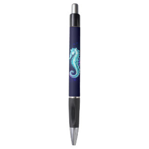 Crystal Ice Seahorse on Blue Background Pen