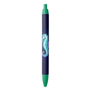 Crystal Ice Seahorse on Blue Background Pen