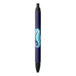 Crystal Ice Seahorse on Blue Background Pen