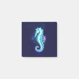 Crystal Ice Seahorse on Blue Background Post-it Notes