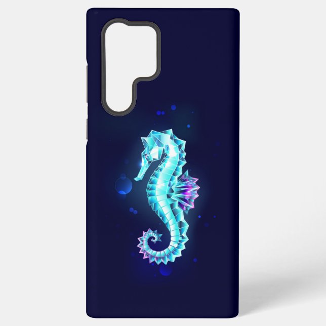 Crystal Ice Seahorse on Blue Background Samsung Galaxy Case (Back)