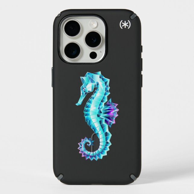 Crystal Ice Seahorse on Blue Background Speck iPhone Case (Front)