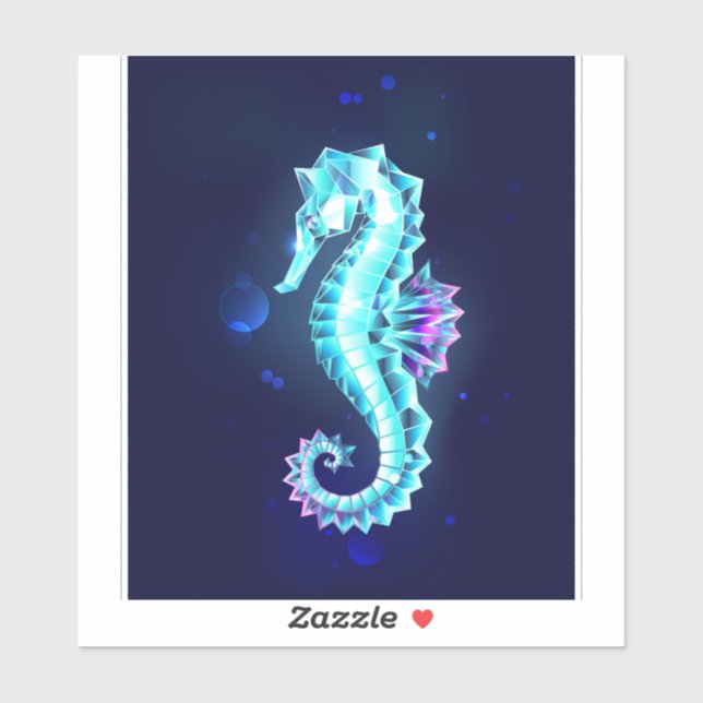 Crystal Ice Seahorse on Blue Background Sticker (Sheet)