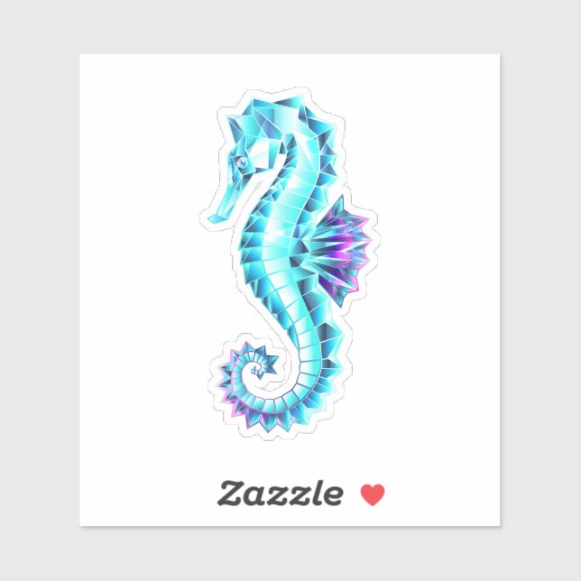 Crystal Ice Seahorse on Blue Background Sticker (Sheet)