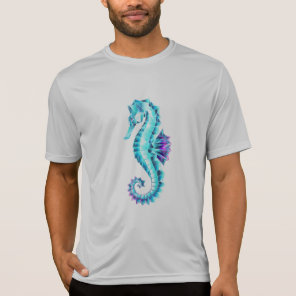 Crystal Ice Seahorse on Blue Background T-Shirt