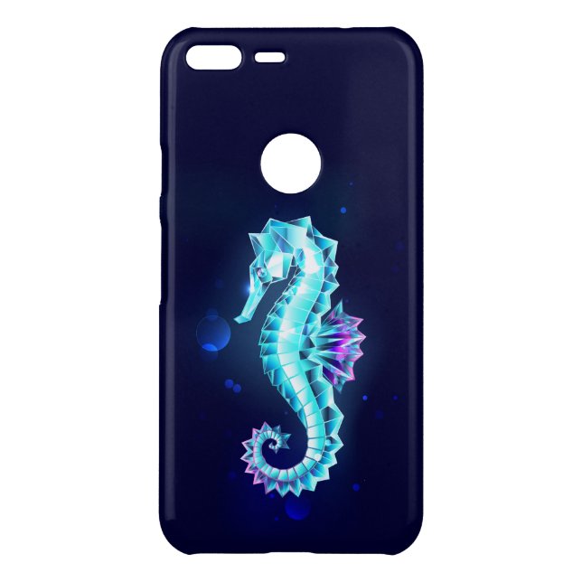 Crystal Ice Seahorse on Blue Background Uncommon Google Pixel XL Case (Back)