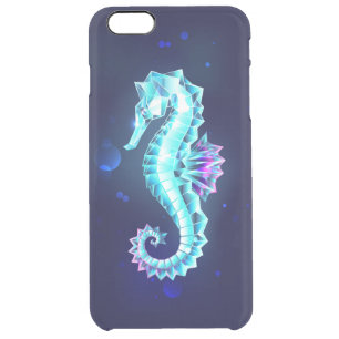 Crystal Ice Seahorse on Blue Background Clear iPhone 6 Plus Case
