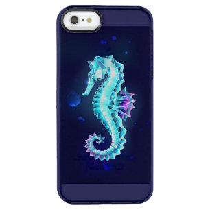 Crystal Ice Seahorse on Blue Background Clear iPhone SE/5/5s Case