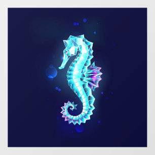 Crystal Ice Seahorse on Blue Background Wall Decal