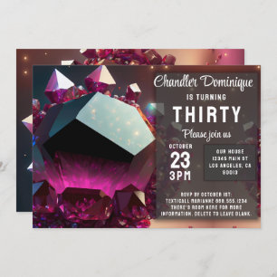 Crystal Jewel Capricorn Garnet January Birthday Invitation