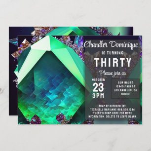 Crystal Jewel Green Emerald Gemstone May Birthday Invitation