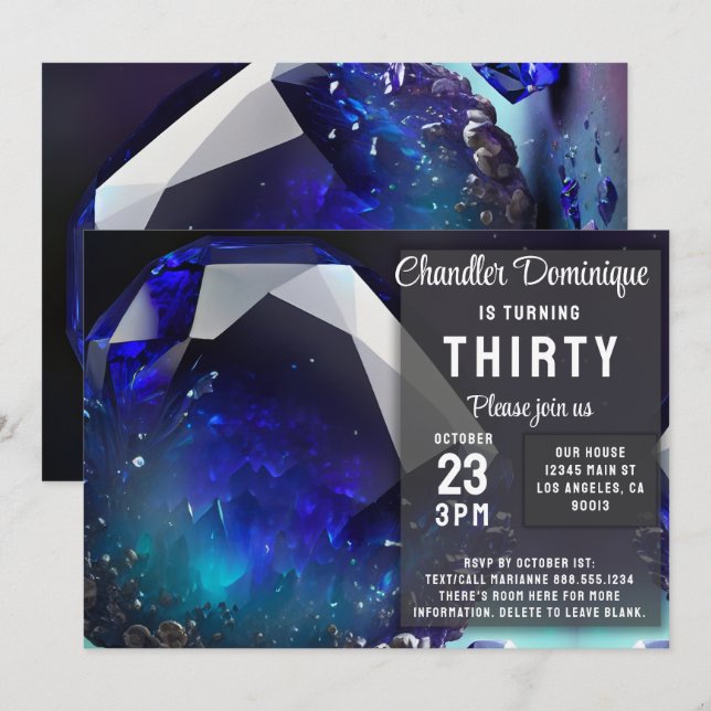 Crystal Jewel Sagittarius Topaz December Birthday Invitation (Front/Back)