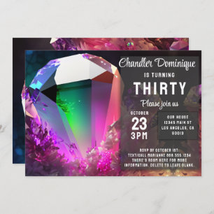 Crystal Jewel Tone Tourmaline October Birthday Invitation