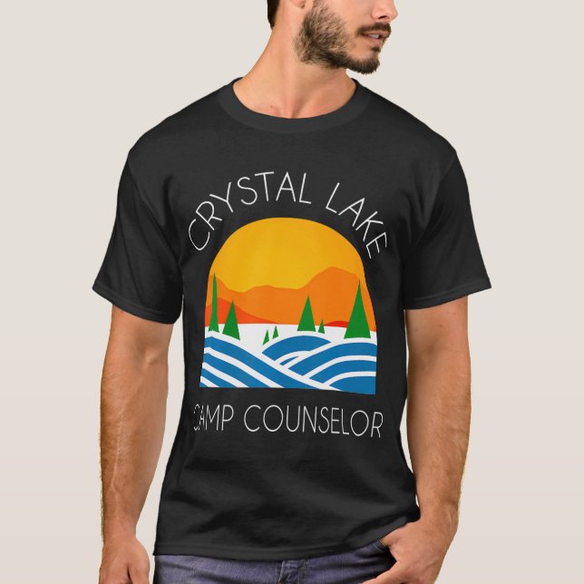 Crystal Lake Camping and Fun Camp Counselor Happy T-Shirt (Front)
