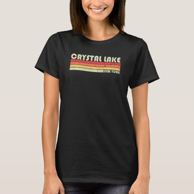 Crystal Lake New York Funny Fishing Camping Summer T-Shirt (Front)