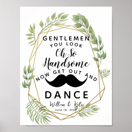 Crystal leaf foliage GENTLEMEN BATHROOM wedding Poster