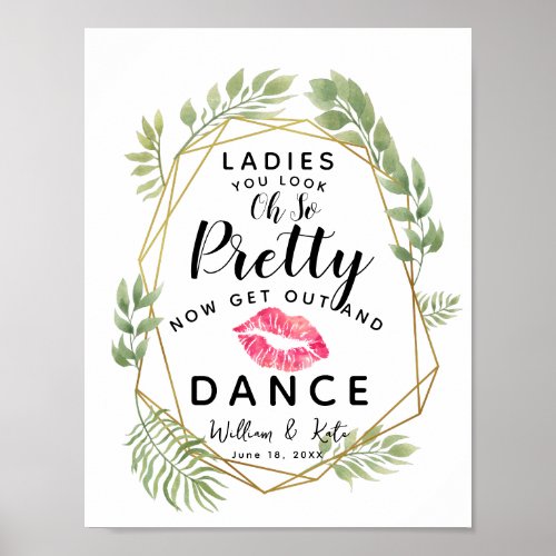 Crystal leaf foliage Ladies BATHROOM wedding sign